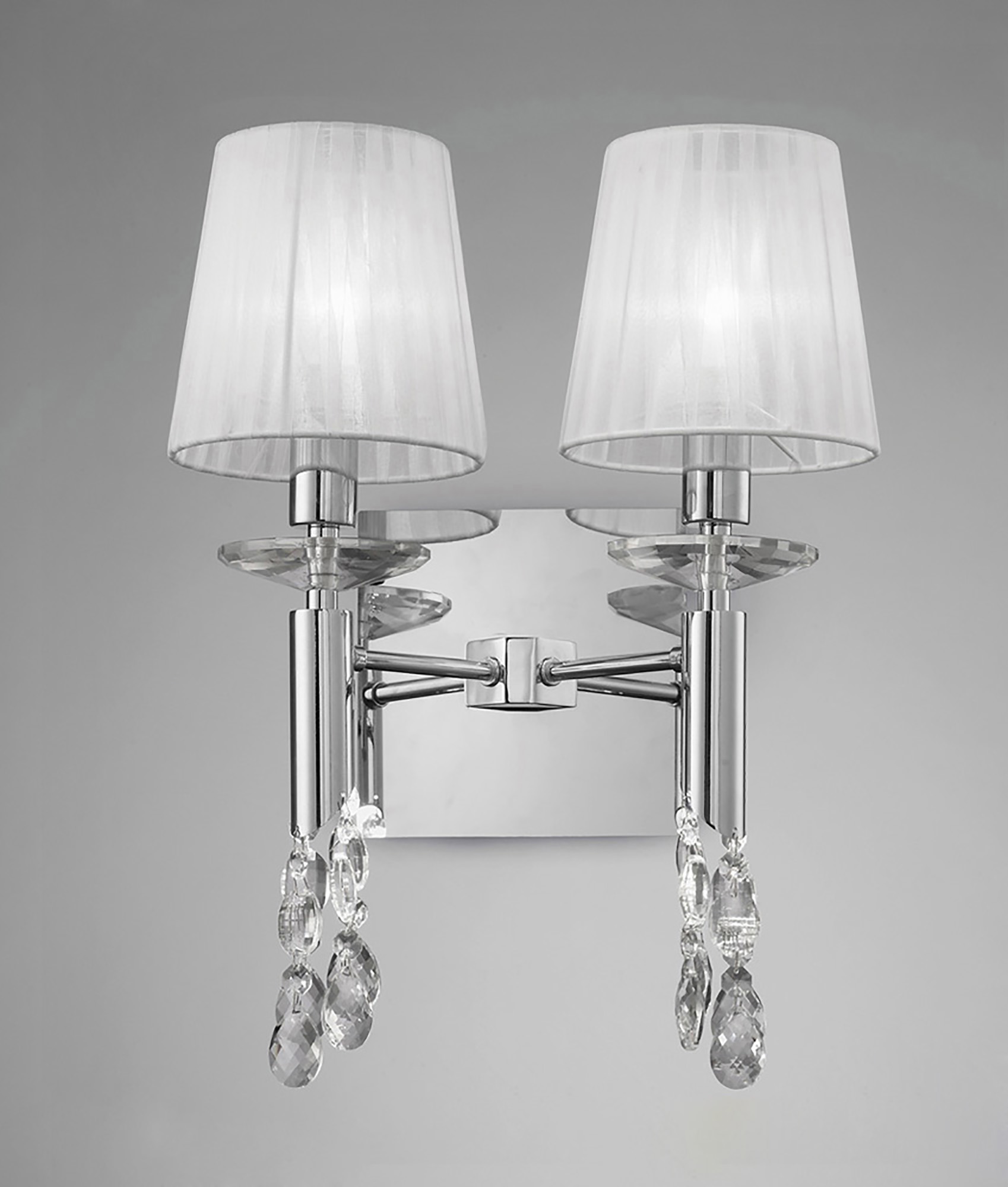 Tiffany Polished Chrome-White Crystal Wall Lights Mantra Shaded Wall Lights